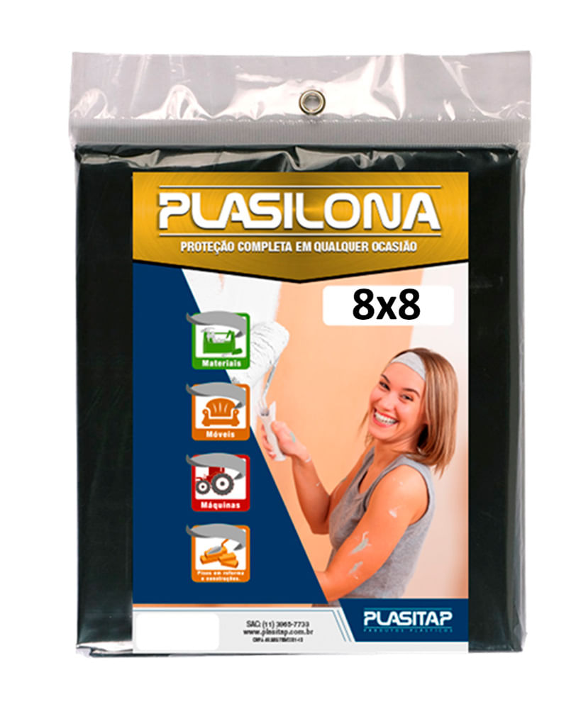 Lona Plástica Preta 8x8 Plasitap