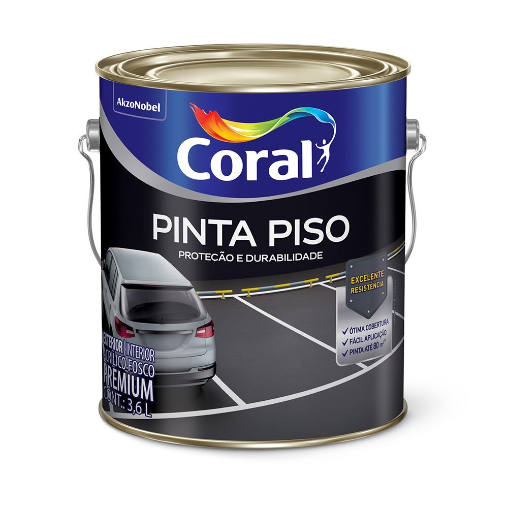 Tinta Acrílica Para Revestimento De Piso Chatuba | Tinta Acrílica Premium Pinta Piso Concreto 3,6L Coral - Chatuba