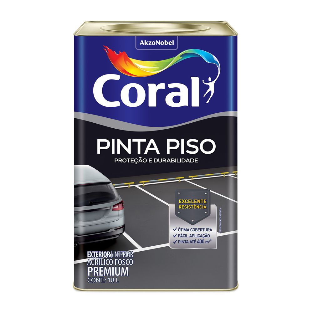 Tinta Acrílica Para Revestimento De Piso Chatuba | Tinta Acrílica Premium Pinta Piso Cinza Médio 18L Coral - Chatuba