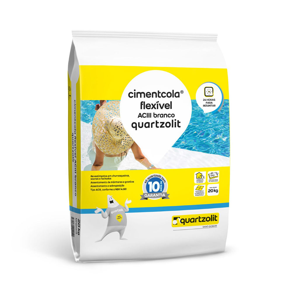 Argamassa Flexível AC-III Branco 20kg Quartzolit