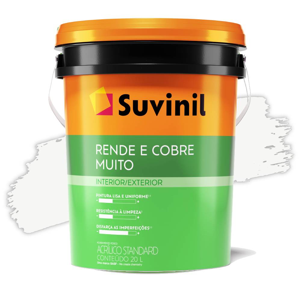 Tinta Acrilica Fosco Rende e Cobre Muito Branco 20L Suvinil