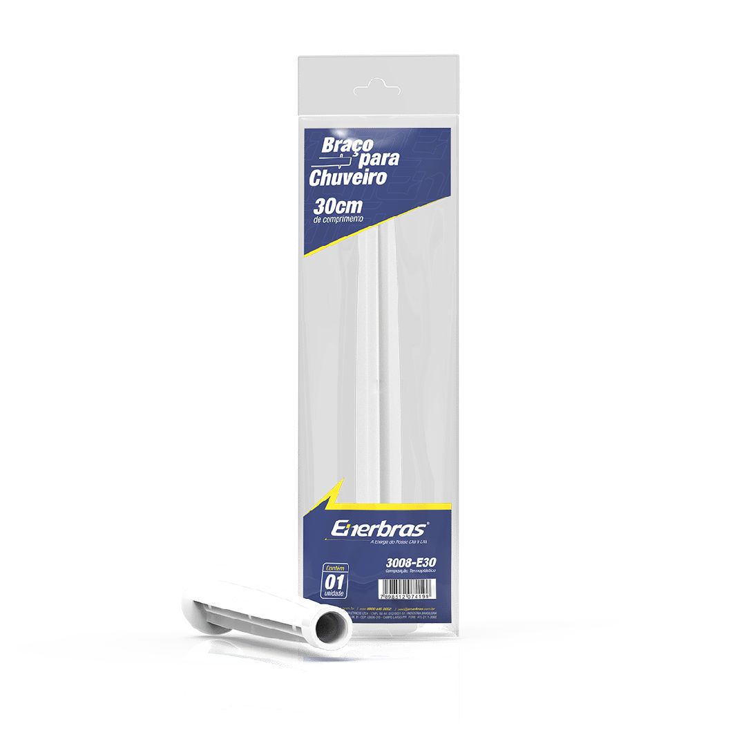 Braço para Chuveiro 30cm Branco Enerbras