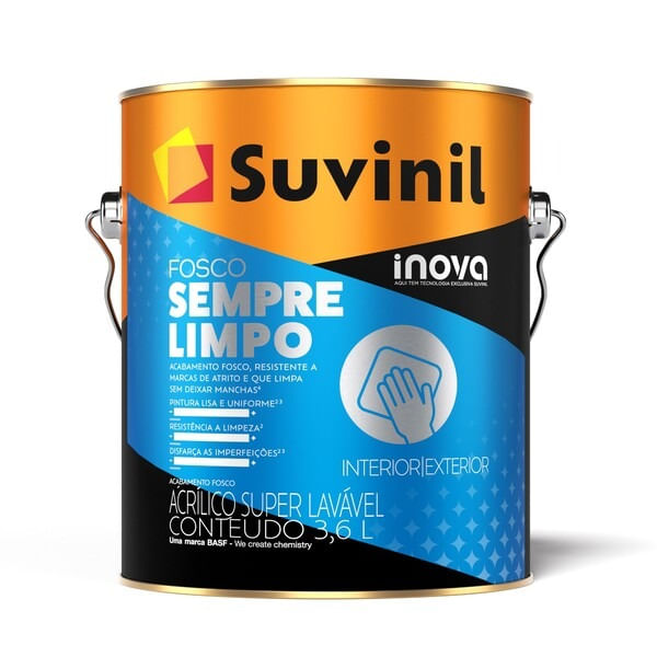 Tinta Acrilica Fosco Sempre Limpo Algodão Egípcio 3,6L - Inova - Suvinil