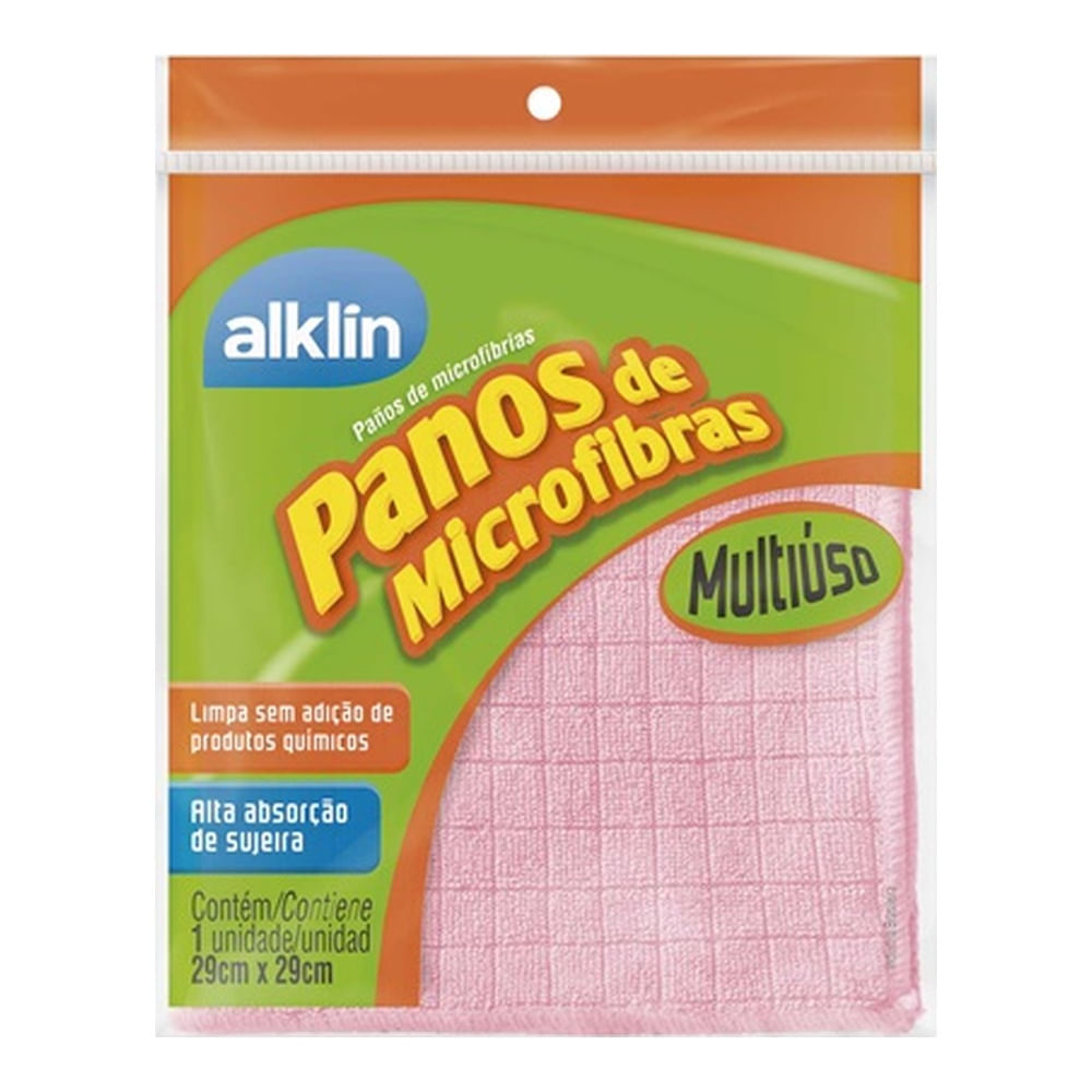 Pano Microfibra Multiúso 29x29 Sortido com 1 unidade Alklin