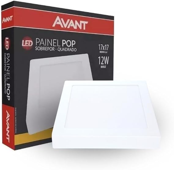 Painel Alu Sobrepor Quadrado 17 Amarela 3000K 12W Bivolt Avant