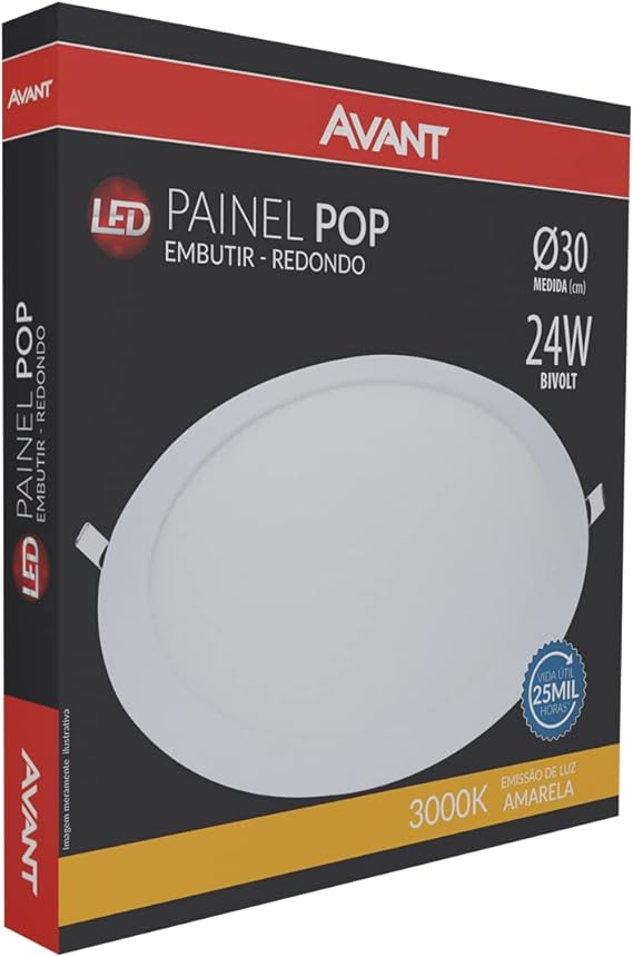 Painel Alu Embutir R 29 Amarela 3000K 24W Bivolt Avant